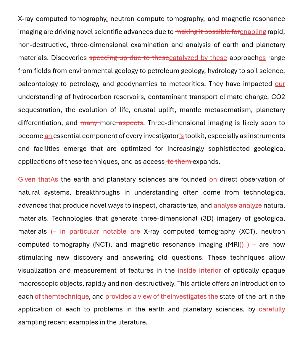 Edited document with tracked changes