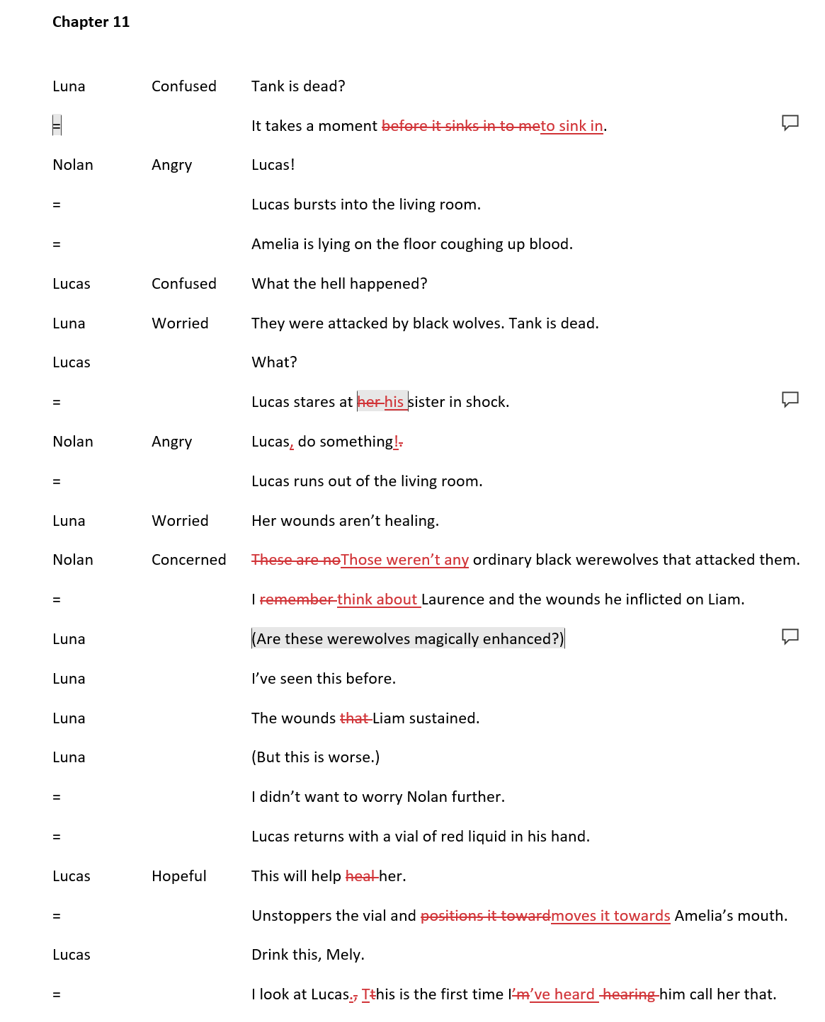 Edited document with tracked changes